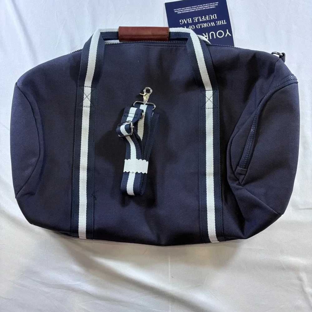 Polo Ralph Lauren Navy Blue Canvas Duffle Bag Weekend Travel Gym Bag NWT